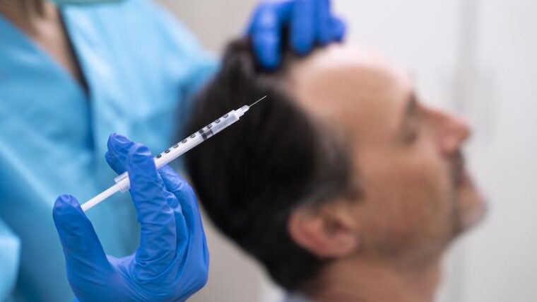 Man som genomgår hårtransplantation