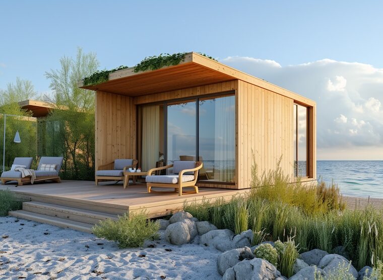 Attefallshus på strand